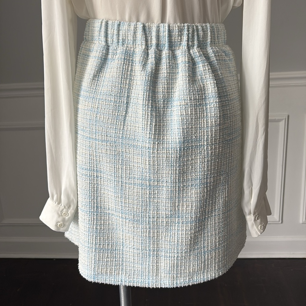 Cable & Gauge Light Blue Tweed Mini Skirt Front Flap Pockets NWT - Picture 6 of 8